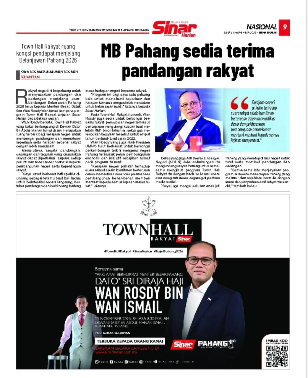 TOWN HALL RAKYAT RUANG KONGSI PENDAPAT MENJELANG BELANJAWAN PAHANG 2026